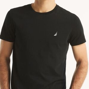 Nautica Black Crewneck Tee with Small White Sail Logo